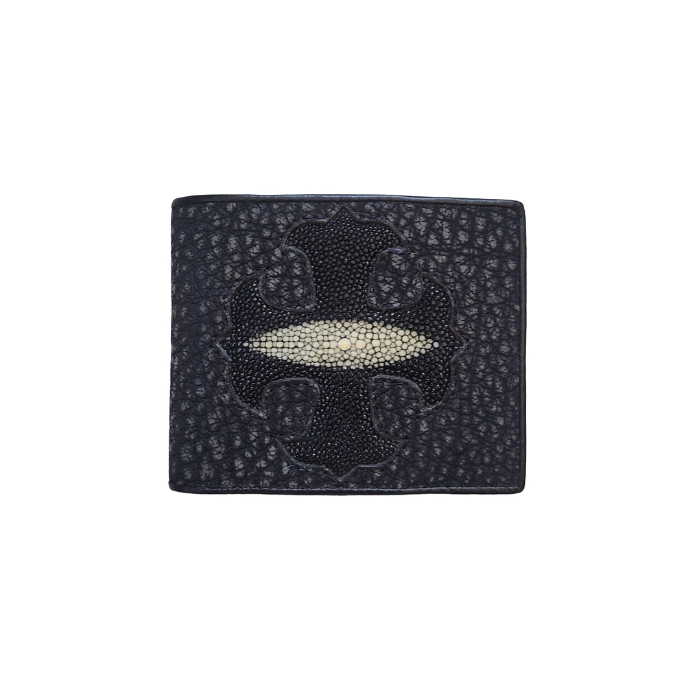 Black Leather Stingray Cross Goth Wallet Good Condition
